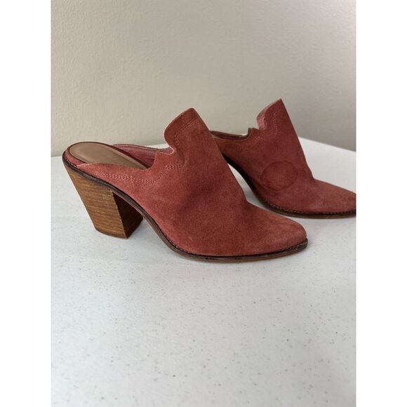 Chinese Laundry Suede Heeled Mules Size 9 Womens Rust Block Heel Point Toe‎ - Picture 3 of 9